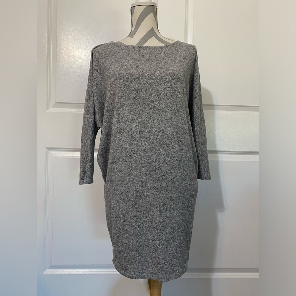 Alya Medium Gray Long Sleeve Sweater Dress
